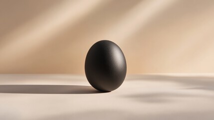 Single black egg with neutral background.