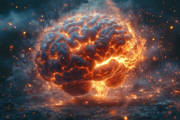 Creative Explosion of the Human Brain with Vibrant Colors and Chaotic Ideas