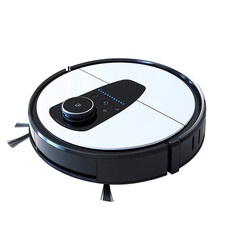 A High Tech Robotic Cleaning Assistant with a Sleek Design Isolated on Transparent Background