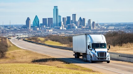 Freight Truck Driving Highway Towards