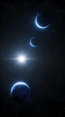 Fototapeta premium Illustration - Cosmic Dance Planets Stars Galaxy Universe Space Astronomy Solar System