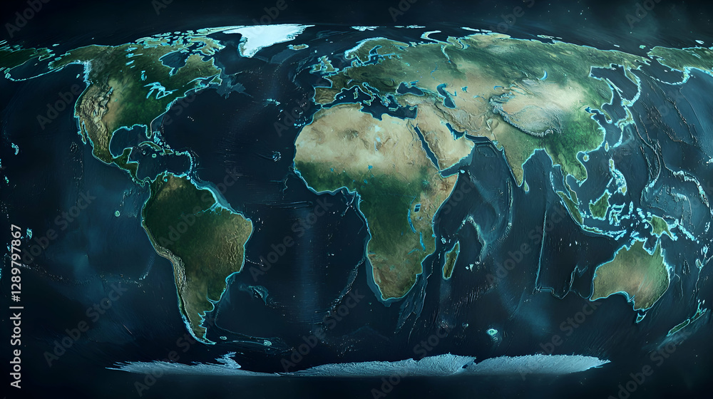 Poster global network map: digital world connections