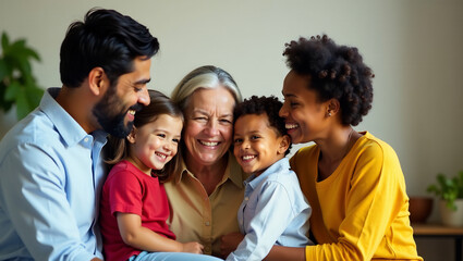 A diverse and inclusive image showcasing various family structures - single parents, same-sex parents, multi-generational families, etc.