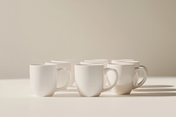 Fototapeta premium Several White Mugs in a Row