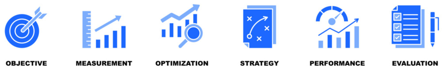 KPI banner web icon vector illustration concept for key performance indicator in the business metrics with an icon of objective, measurement, optimize