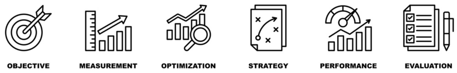 KPI banner web icon vector illustration concept for key performance indicator in the business metrics with an icon of objective, measurement, optimize