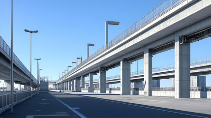 Elevated Train Track and Urban Infrastructure on a Sunny Day
