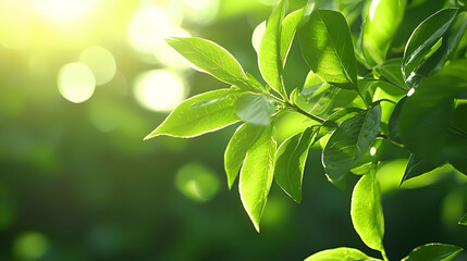 Fototapeta premium Vibrant Green Leaves in Sunlight