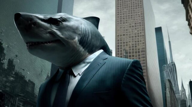 Shark dressed in a formal business suit
