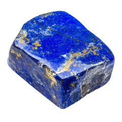 A Smooth Lapis Lazuli Piece with Golden Inclusion Isolated on Transparent Background