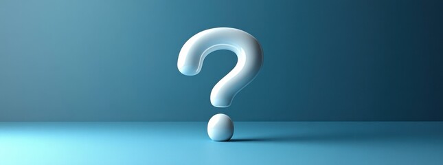 Naklejka premium Question Mark on Deep Blue Background Minimalist Design Concept