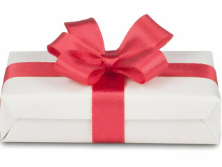 White Gift Box with Red Ribbon Illustration