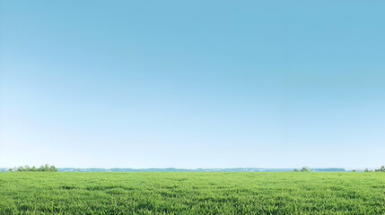 Expansive Green Field Under a Clear Blue Sky