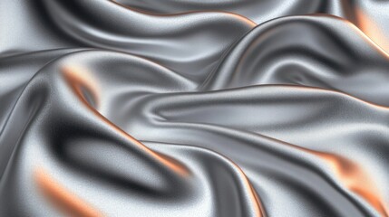 Obraz premium Close Up of Flowing Silver Satin Fabric Elegant Texture and Movement Abstract Background