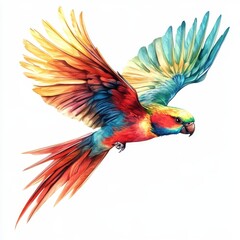 Fototapeta premium Colorful Parrot in Flight Illustrating Vibrant Tropical Wildlife