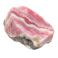 Smooth Rhodochrosite Piece with Pink Quartz Isolated on Transparent Background