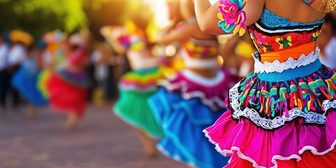 mexico tourism concept with women in traditional dresses