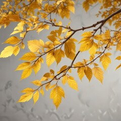 Obraz premium Ornate golden yellow leaf patterns on a delicate tree branch , nature, branch