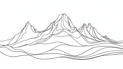 A mountain range is shown in black and white. generated using AI