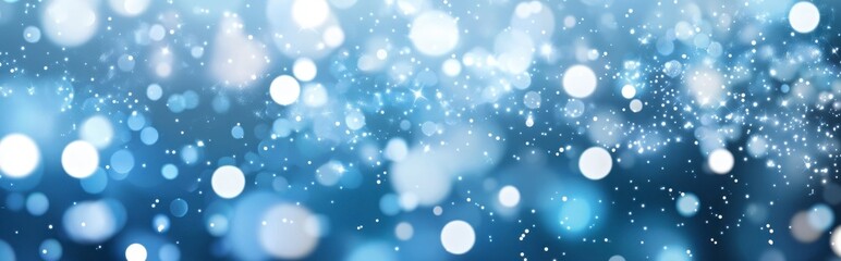 Shimmering Blue Bokeh Background with Soft Light and Sparkling Effects