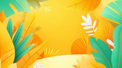 Vibrant Tropical Leaves Summer Background Illustration
