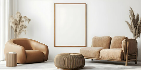 Modern Minimalist Living Room 3D Illustration