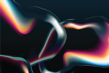 Futuristic Holographic Abstract Background  Modern 3D Fluid Design With Bubble Glass Effect