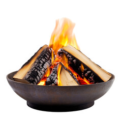 A Vibrant Red Orange Flame from a Burning Fire Pit Isolated on Transparent Background