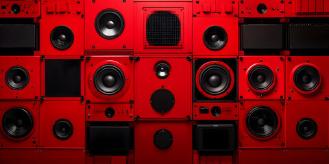 Red Speaker Wall 3D Illustration