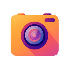 Flat Instagram Icon with Solid Orange and Purple H Isolated on Transparent Background