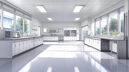 Obraz premium Brightly Lit Modern Laboratory with Clean White Equipment