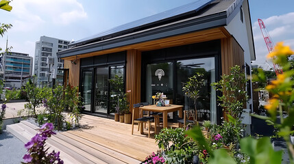 A small house with a large garden in front of it. generated using AI