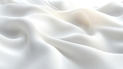 Abstract Wavy White Satin Fabric Background Soft Smooth Textured Luxury Silk Drapery Closeup