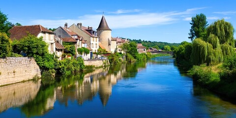 Obraz premium france tourism concept with buildings on the ocean shore