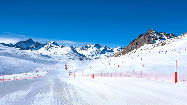 Snowy Mountain Ski Slope Panorama