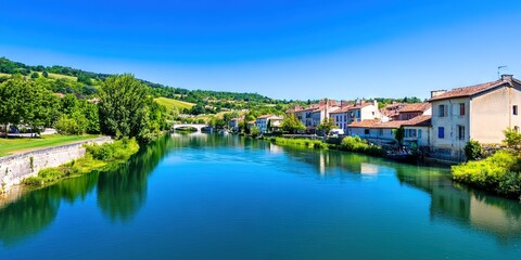 Fototapeta premium france tourism concept with buildings on the ocean shore