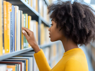 Woman Selecting Book in Library Illustration
