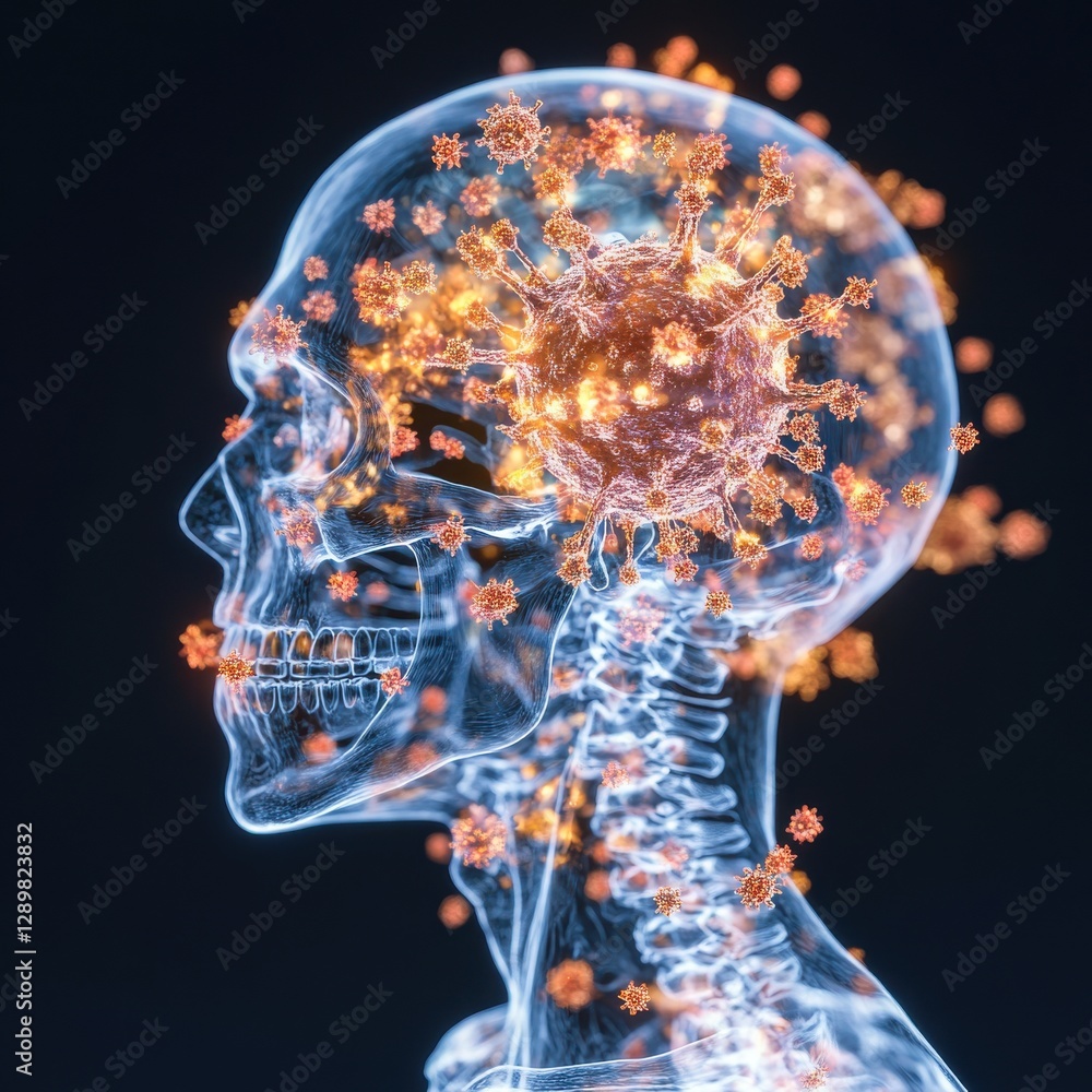 Poster highly detailed 3d rendering of the molecular structure and particle model of the coronavirus