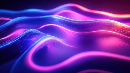 Naklejka premium Neon Abstract Flowing Design with Purple and Blue Gradient Light Effects