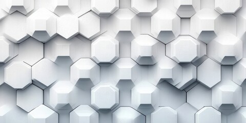 White Hexagon Honeycomb Abstract Background with Pyramid Structure and Minimalistic Design