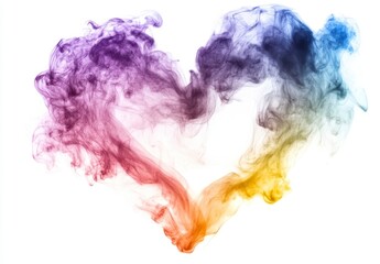 Fototapeta premium Colorful Smoke Heart Shape on White Background for Creative Projects