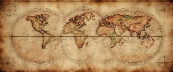 Retro styled celestial map on aged paper background ,  texture,  space