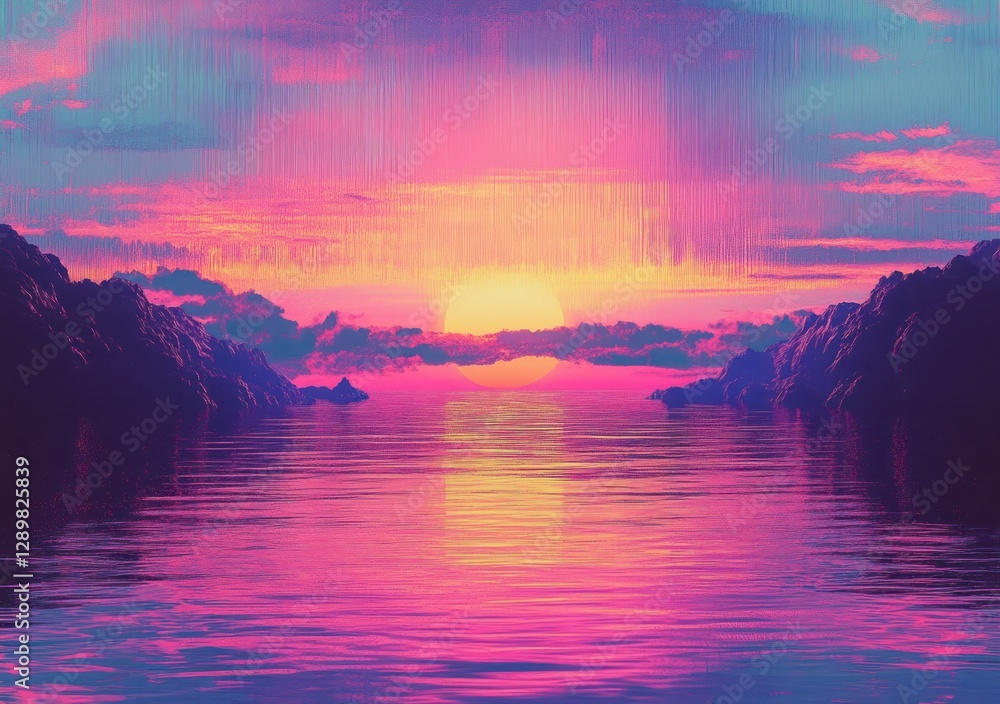 Aufkleber abstract glitched background with noise pattern and colorful distortion effects