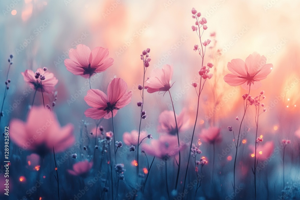 Poster pastel color dreamy abstract background with holographic foil and bokeh effect