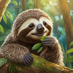 Sloth Eating Leaves
