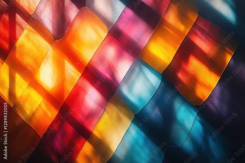 Poster colorful abstract light reflections with prism effect and glowing bokeh on dark background