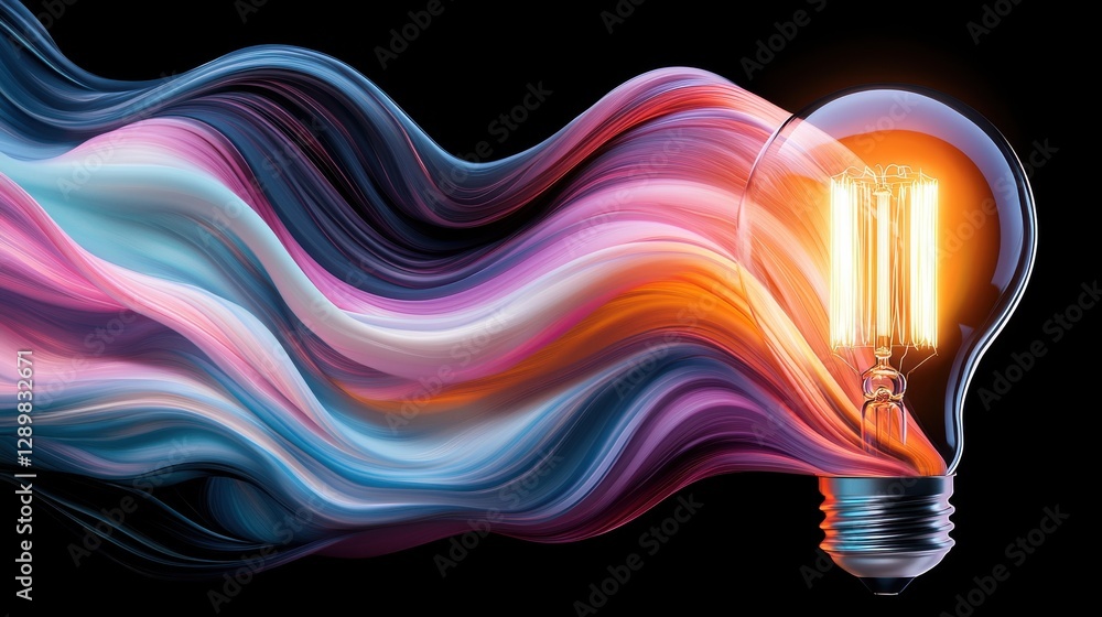 Poster a striking and illuminated digital artwork depicting a dynamic and flowing display of energetic colo