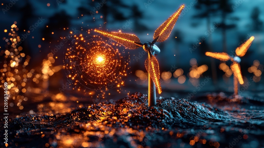 Poster glowing fireflies casting a mesmerizing display of ethereal light and magic in a serene enchanted fo