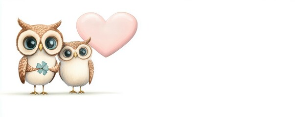 Obraz premium A pair of adorable owls sharing a heartwarming moment together.