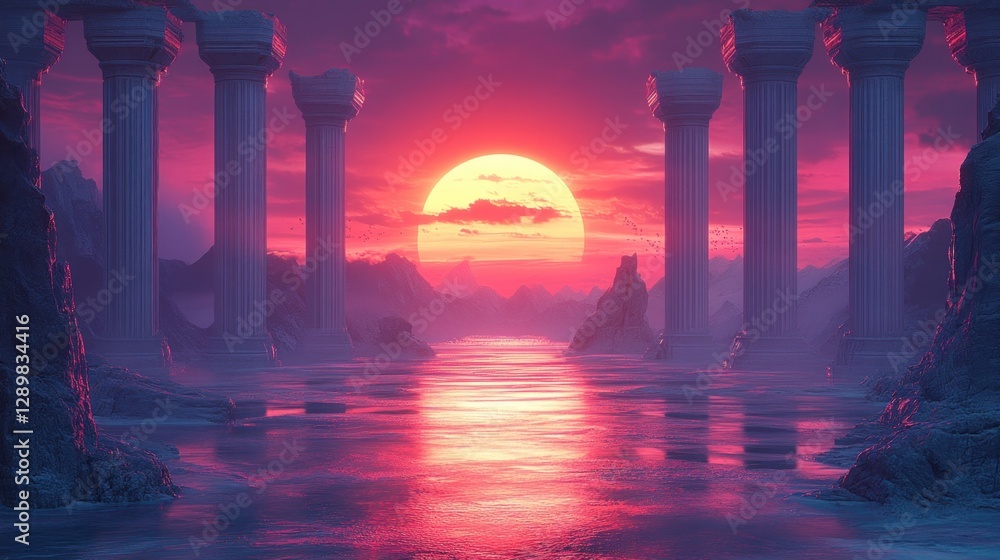 Poster pixel art gradient background with neon colors and soft ambient light in asymmetrical layout